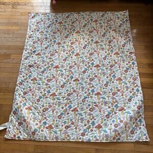 Rachel Zoe Mushroom Floral Patter Blanket 59" x 50" Picnic Decorative Throw